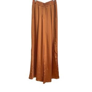 Wide Leg Pants Womens S Rust Satin Drapey Fairy Relaxed Indie Goblincore Forest